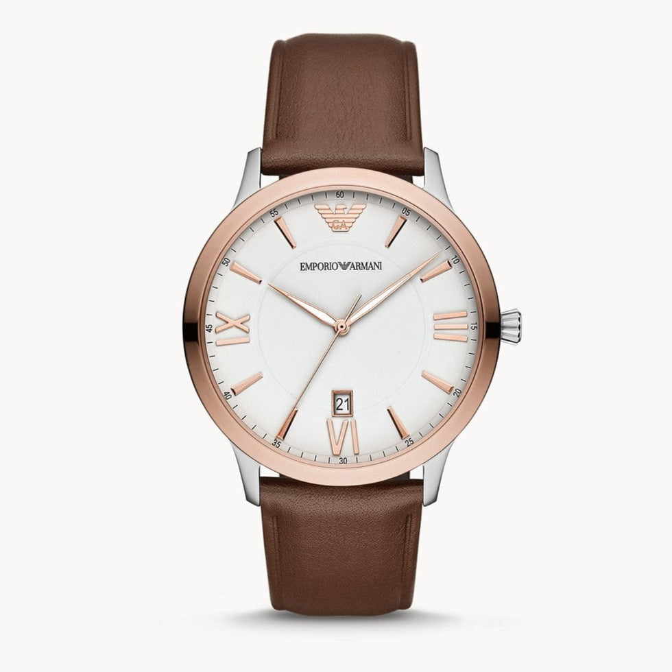  Shop Authentic Emporio Armani Giovanni Quartz White Dial Brown Leather Strap Watch For Men - AR11211 - Luxxuri