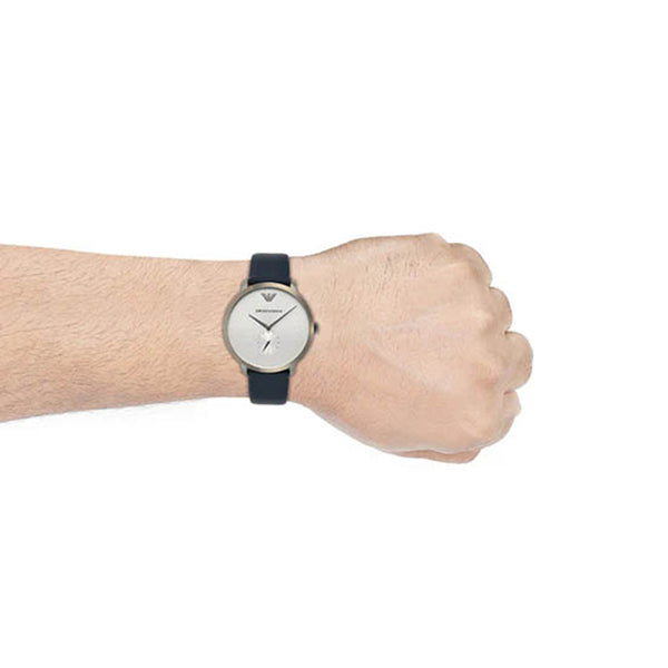  Shop Authentic Emporio Armani Modern Slim Analog Silver Dial Blue Leather Strap Watch For Men - AR11214 - Luxxuri