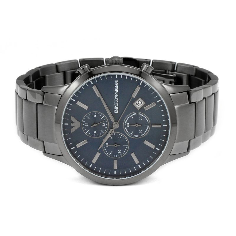  Shop Authentic Emporio Armani Renato Chronograph Blue Dial Grey Steel Strap Watch For Men - A11215 - Luxxuri