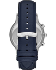  Shop Authentic Emporio Armani Renato Chronograph Blue Dial Black Leather Strap Watch For Men - AR11216 - Luxxuri