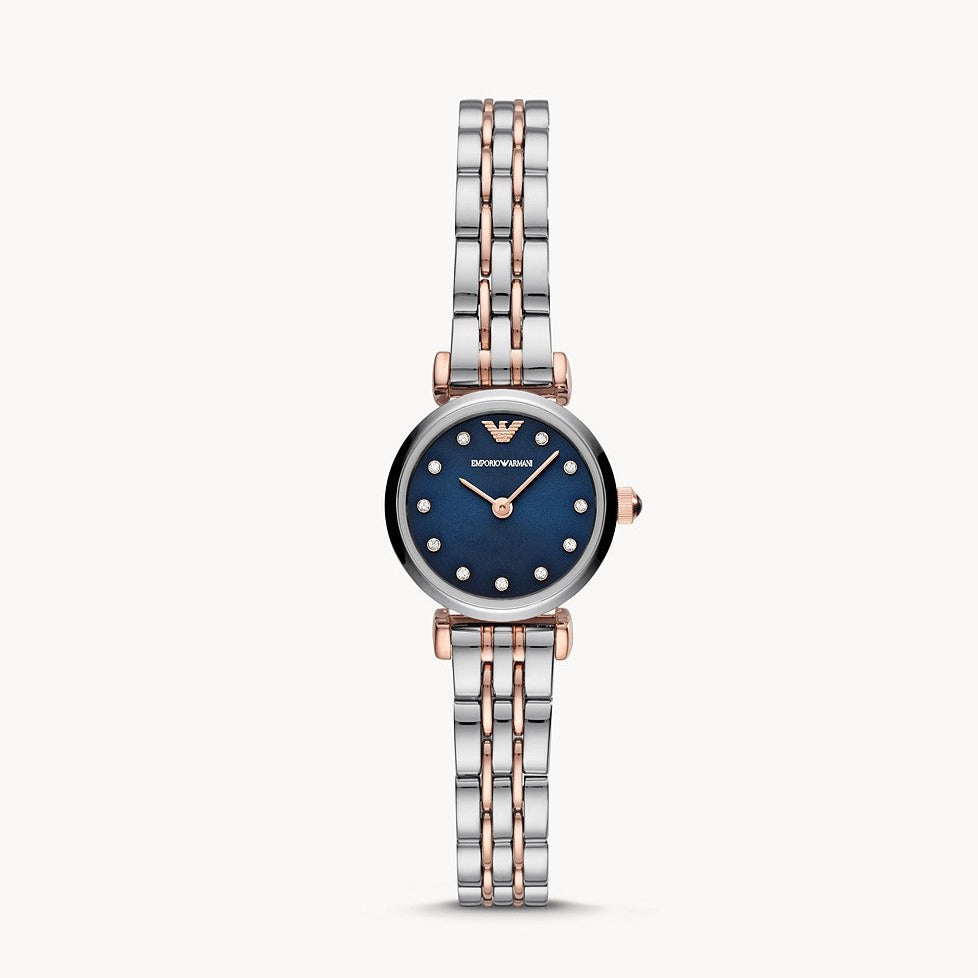  Shop Authentic Emporio Armani Gianni T Bar Quartz Blue Dial Two Tone Steel Strap Watch For Women - AR11222 - Luxxuri