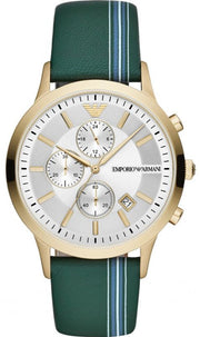  Shop Authentic Emporio Armani Renato Chronograph Silver Dial Green Leather Strap Watch For Men - AR11233 - Luxxuri