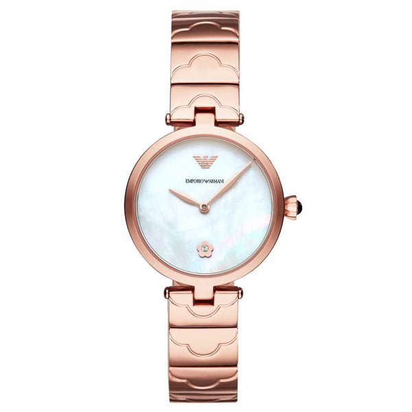  Shop Authentic Emporio Armani Mother of Pearl Dial Rose Gold Steel Strap Watch For Women - AR11236 - Luxxuri
