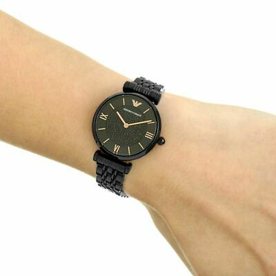  Shop Authentic Emporio Armani Gianni T Bar All Black Diamond Dial Watch For Women - AR11245 - Luxxuri