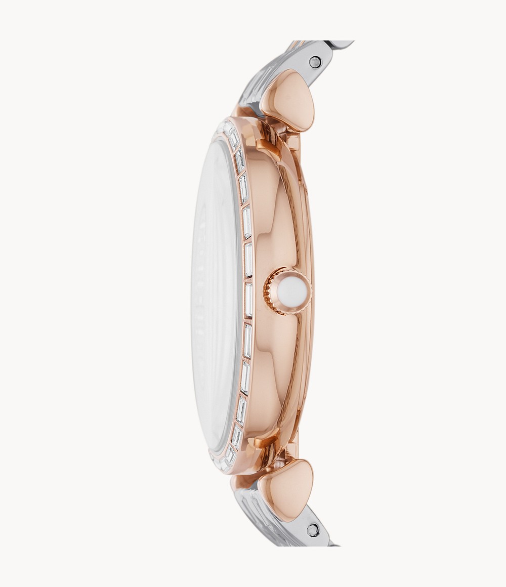  Shop Authentic Emporio Armani Gianni T-Bar Silver Dial Two Tone Steel Strap Watch For Women - AR11293 - Luxxuri
