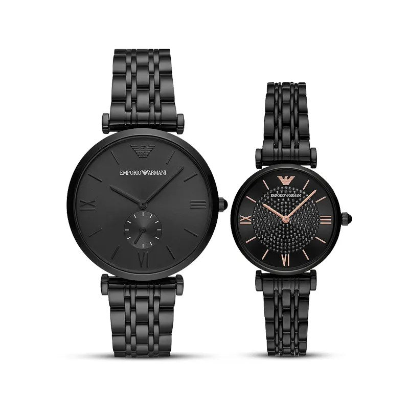  Shop Authentic Emporio Armani Gianni T Bar All Black Diamond Dial Watch For Women - AR11245 - Luxxuri