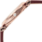  Shop Authentic Emporio Armani Gianni T-Bar Analog Mother of Pearl Dial Red Leather Strap Watch For Women - AR11322 - Luxxuri