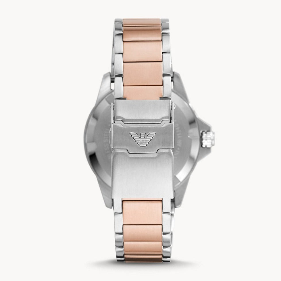  Shop Authentic Emporio Armani Diver Quartz Brown Dial Two Tone Steel Strap Watch For Men - AR11340 - Luxxuri