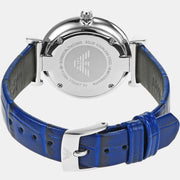  Shop Authentic Emporio Armani Gianni T Bar Quartz Crystals Silver Dial Blue Leather Strap Watch For Women - AR11344 - Luxxuri