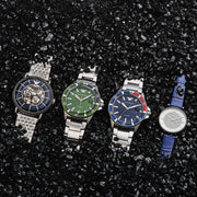  Shop Authentic Emporio Armani Gianni T Bar Quartz Crystals Silver Dial Blue Leather Strap Watch For Women - AR11344 - Luxxuri