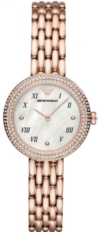  Shop Authentic Emporio Armani Rosa Quartz Mother of Pearl White Dial Rose Gold Steel Strap Watch For Women - AR11355 - Luxxuri