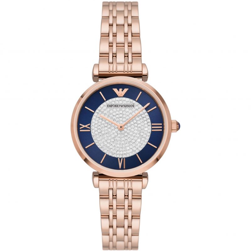 Shop Authentic Emporio Armani Gianni T-Bar Quartz Crystals Black Dial Gold Steel Strap Watch For Women - AR11423 - Luxxuri