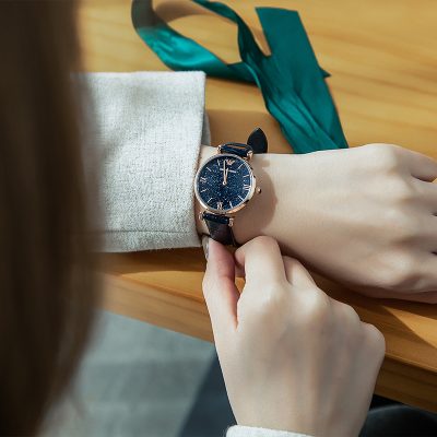  Shop Authentic Emporio Armani Gianni T-Bar Quartz Blue Dial Blue Leather Strap Watch for Women - AR11424 - Luxxuri