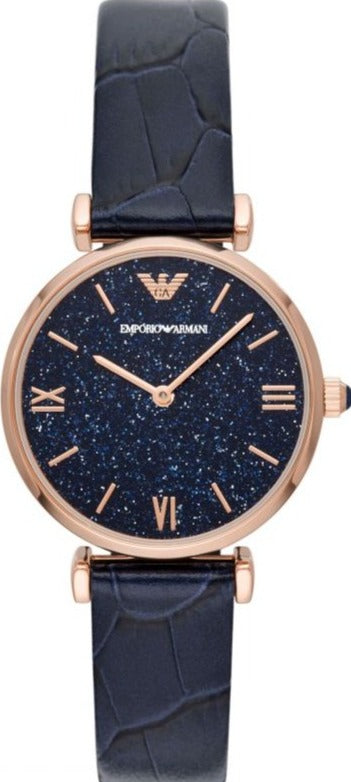  Shop Authentic Emporio Armani Gianni T-Bar Quartz Blue Dial Blue Leather Strap Watch for Women - AR11424 - Luxxuri