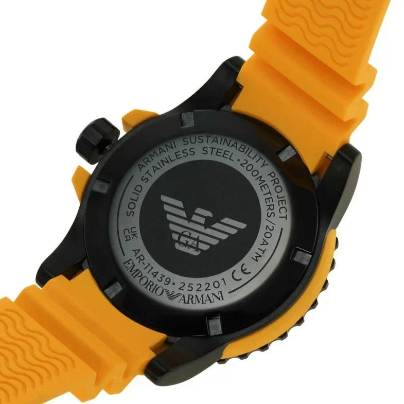  Shop Authentic Emporio Armani Sportivo Quartz Black Dial Orange Rubber Strap Watch For Men - AR6046 - Luxxuri