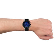  Shop Authentic Emporio Armani Mario Chronograph Blue Dial Black Leather Strap Watch For Men - AR11522 - Luxxuri