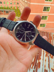 Shop Authentic Emporio Armani Claudio Chronograph Black Dial Black Leather Strap Watch For Men - AR11542 - Luxxuri