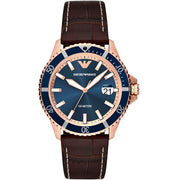  Shop Authentic Emporio Armani Pro Planet Three Hand Date Blue Dial Brown Leather Strap Watch For Men - AR11556 - Luxxuri