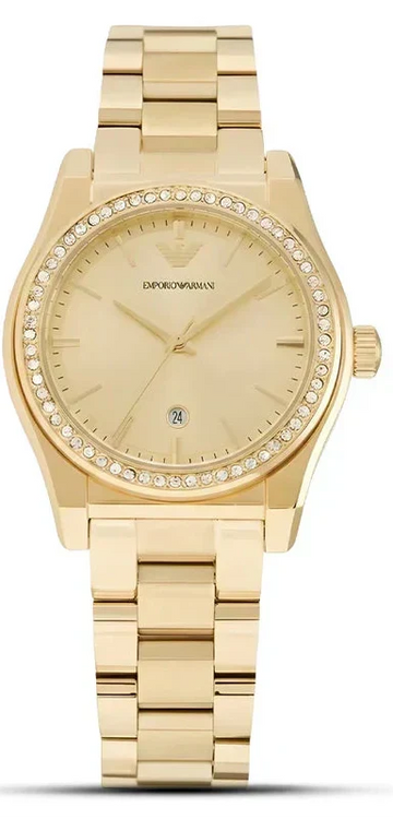 Emporio Armani Federica Gold Dial Gold Steel Strap Watch for Women - AR11607