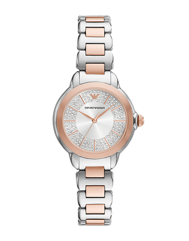  Shop Authentic Emporio Armani Mia Three-Hand Analog Crystal Silver Dial Two Tone Steel Strap Watch For Women - AR11643 - Luxxuri