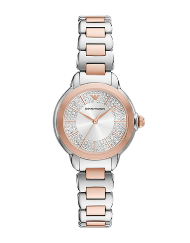  Shop Authentic Emporio Armani Mia Three-Hand Analog Crystal Silver Dial Two Tone Steel Strap Watch For Women - AR11643 - Luxxuri
