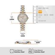 Emporio Armani Gianni T-Bar Beige Dial Two Tone Steel Strap Watch for Women - AR11702