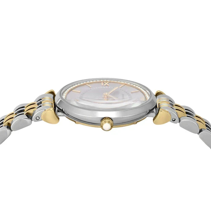 Emporio Armani Gianni T-Bar Beige Dial Two Tone Steel Strap Watch for Women - AR11702