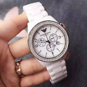  Shop Authentic Emporio Armani Ceramica Chronograph White Dial White Ceramic Strap Watch For Women - AR1456 - Luxxuri