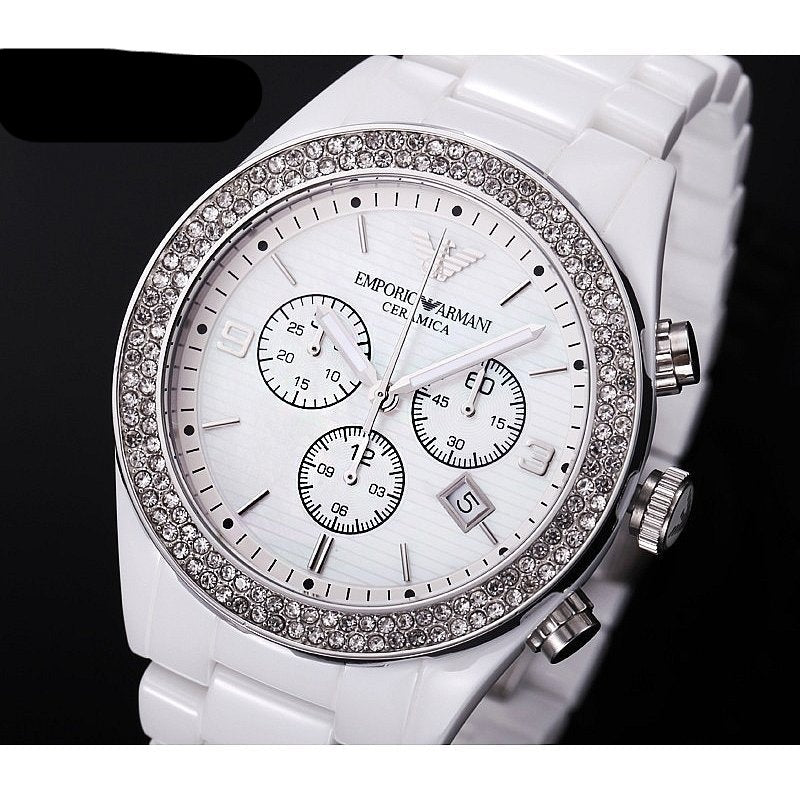  Shop Authentic Emporio Armani Ceramica Chronograph White Dial White Ceramic Strap Watch For Women - AR1456 - Luxxuri
