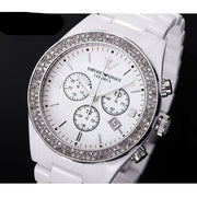  Shop Authentic Emporio Armani Ceramica Chronograph White Dial White Ceramic Strap Watch For Women - AR1456 - Luxxuri