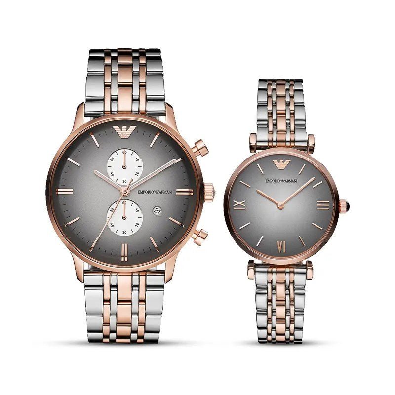  Shop Authentic Emporio Armani Gianni T Bar Grey Dial Two Tone Stainless Steel Watch For Women - AR1725 - Luxxuri