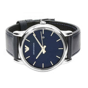  Shop Authentic Emporio Armani Classic Quartz Blue Dial Black Leather Strap Watch For Men - AR1731 - Luxxuri