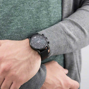  Shop Authentic Emporio Armani Luigi Chronograph Black Dial Black Leather Strap Watch For Men - AR1737 - Luxxuri