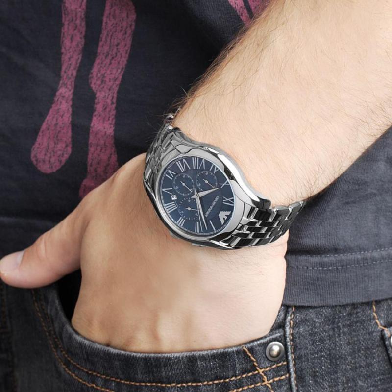  Shop Authentic Emporio Armani Classic Navy Blue Dial Stainless Steel Watch For Men - AR1787 - Luxxuri