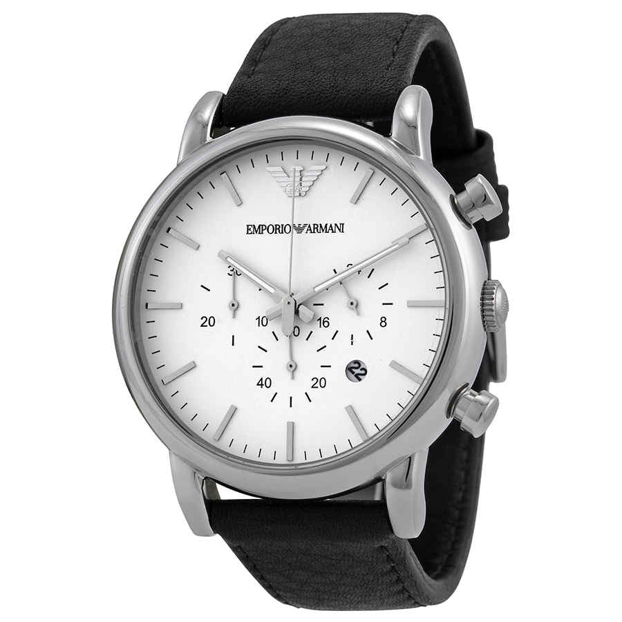  Shop Authentic Emporio Armani Classic Quartz Chronograph White Dial Black Leather Strap Watch For Men - AR1807 - Luxxuri