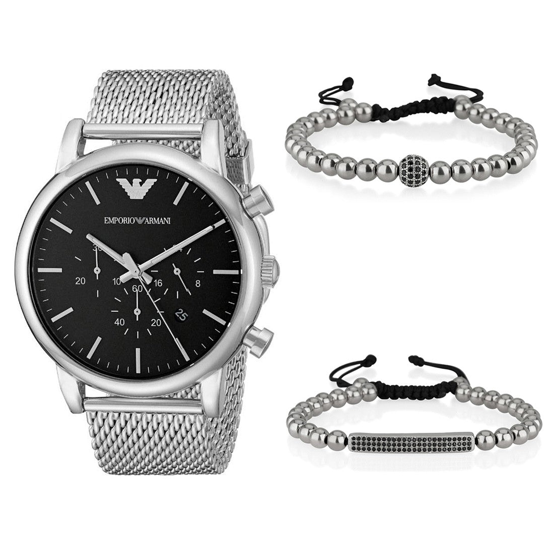  Shop Authentic Emporio Armani Luigi Black Dial Silver Mesh Bracelet Watch For Men - AR8032 - Luxxuri