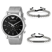  Shop Authentic Emporio Armani Luigi Black Dial Silver Mesh Bracelet Watch For Men - AR8032 - Luxxuri