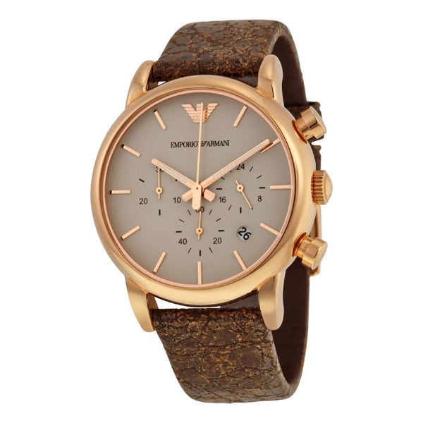  Shop Authentic Emporio Armani Classic Chronograph White Dial Brown Leather Strap Watch For Men - AR1809 - Luxxuri