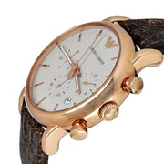  Shop Authentic Emporio Armani Classic Chronograph White Dial Brown Leather Strap Watch For Men - AR1809 - Luxxuri