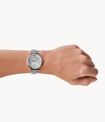  Shop Authentic Emporio Armani Classic Silver Dial Silver Steel Strap Watch For Men - AR1819 - Luxxuri
