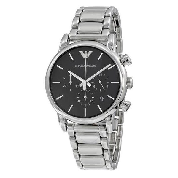  Shop Authentic Emporio Armani Chronograph Black Dial Silver Steel Strap Watch For Men - AR1853 - Luxxuri