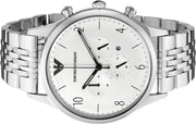  Shop Authentic Emporio Armani Classic Chronograph Silver Dial Silver Steel Strap Watch For Men - AR1879 - Luxxuri