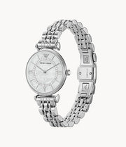  Shop Authentic Emporio Armani Gianni T-Bar Mother of Pearl Dial Silver Stainless Steel Watch For Women - AR1908 - Luxxuri
