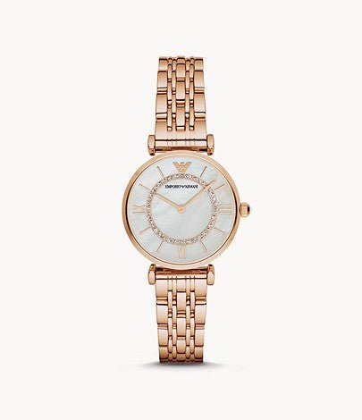  Shop Authentic Emporio Armani Gianni T Bar Mother of Pearl Rose Gold Stainless Steel Strap Watch For Women - AR1909 - Luxxuri