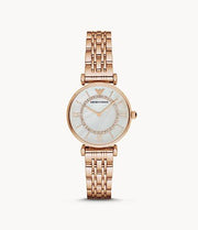  Shop Authentic Emporio Armani Gianni T Bar Mother of Pearl Rose Gold Stainless Steel Strap Watch For Women - AR1909 - Luxxuri