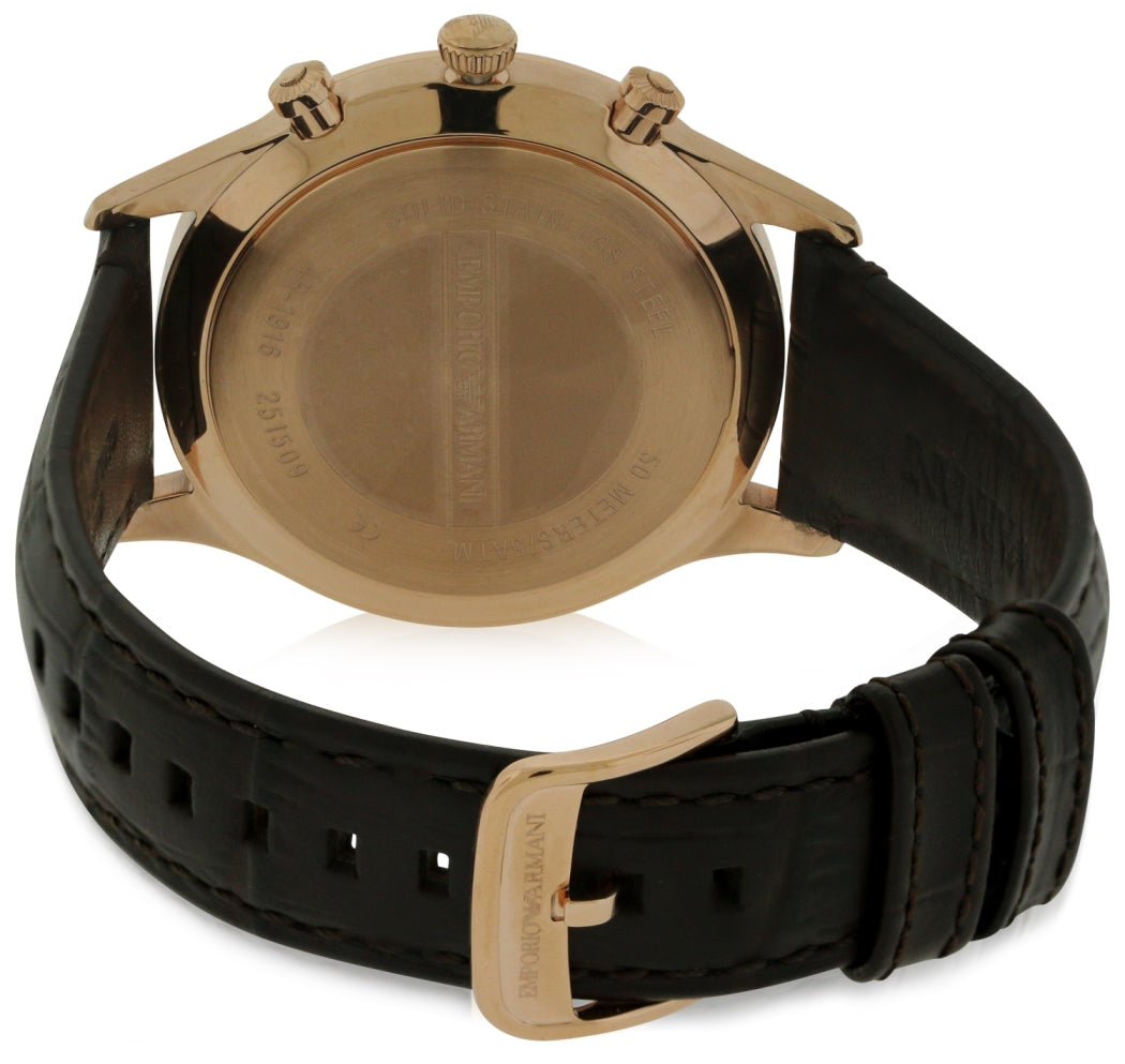  Shop Authentic Emporio Armani Beta Chronograph White Dial Brown Leather Strap Watch For Men - AR1916 - Luxxuri