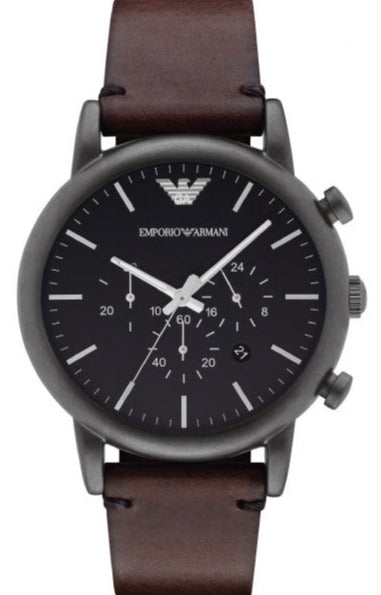  Shop Authentic Emporio Armani Classic Chronograph Black Dial Brown Leather Strap Watch For Men - AR1919 - Luxxuri
