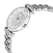  Shop Authentic Emporio Armani Gianni T Bar White Crystal Pave Dial Silver Stainless Steel Strap Watch For Women - AR1925 - Luxxuri