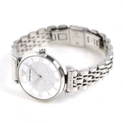  Shop Authentic Emporio Armani Gianni T Bar White Crystal Pave Dial Silver Stainless Steel Strap Watch For Women - AR1925 - Luxxuri