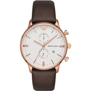  Shop Authentic Emporio Armani Retro Quartz White Dial Brown Leather Strap Watch For Men - AR1936 - Luxxuri